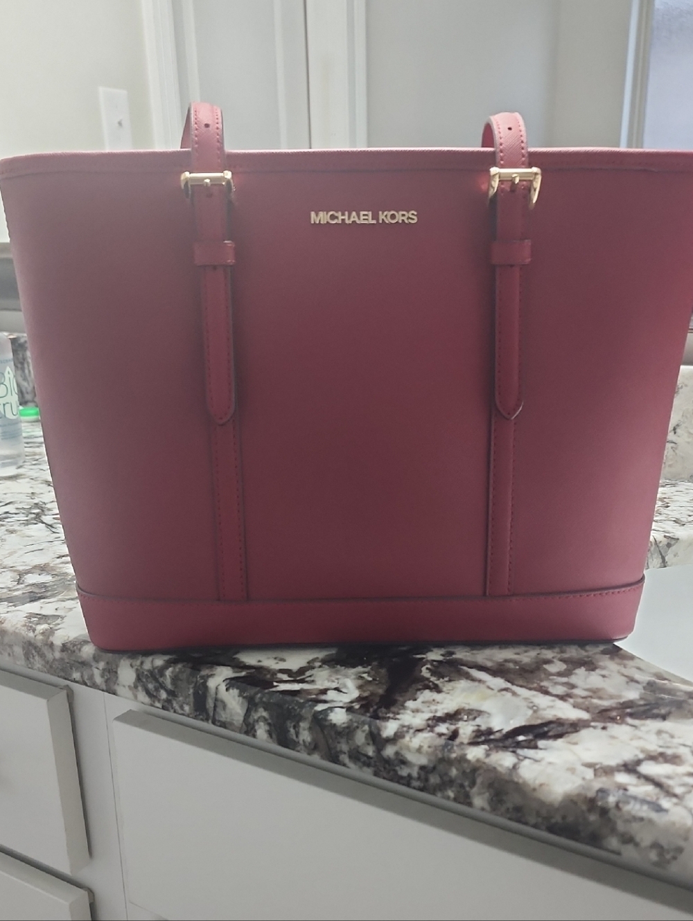 Michael Kors Leather Tote with Gold Hardware